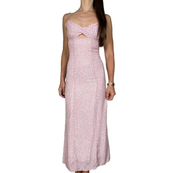 KOOKAI 'Karlie' Rosie Pink Print Twist Front Midi Dress Size 34 AU 6 RRP $220 - Picture 3 of 12